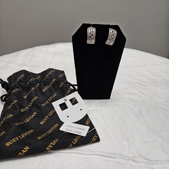 Suzy Levian Blue Sapphire & Diamond in Sterling Silver Earrings - NWOT - Picture 4 of 6